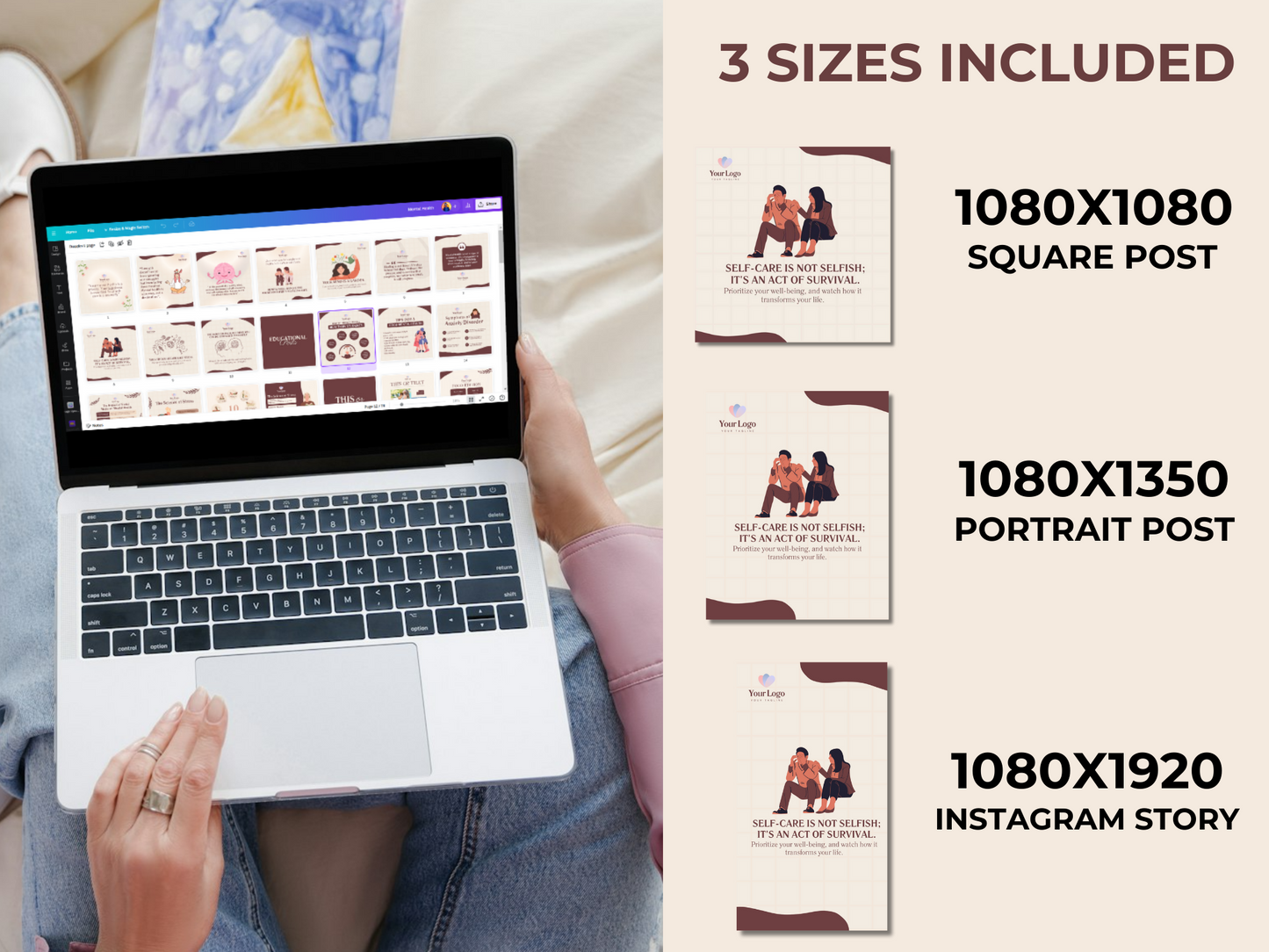 Mental Health Instagram Canva Templates for Therapist, Psychologist & Coaches