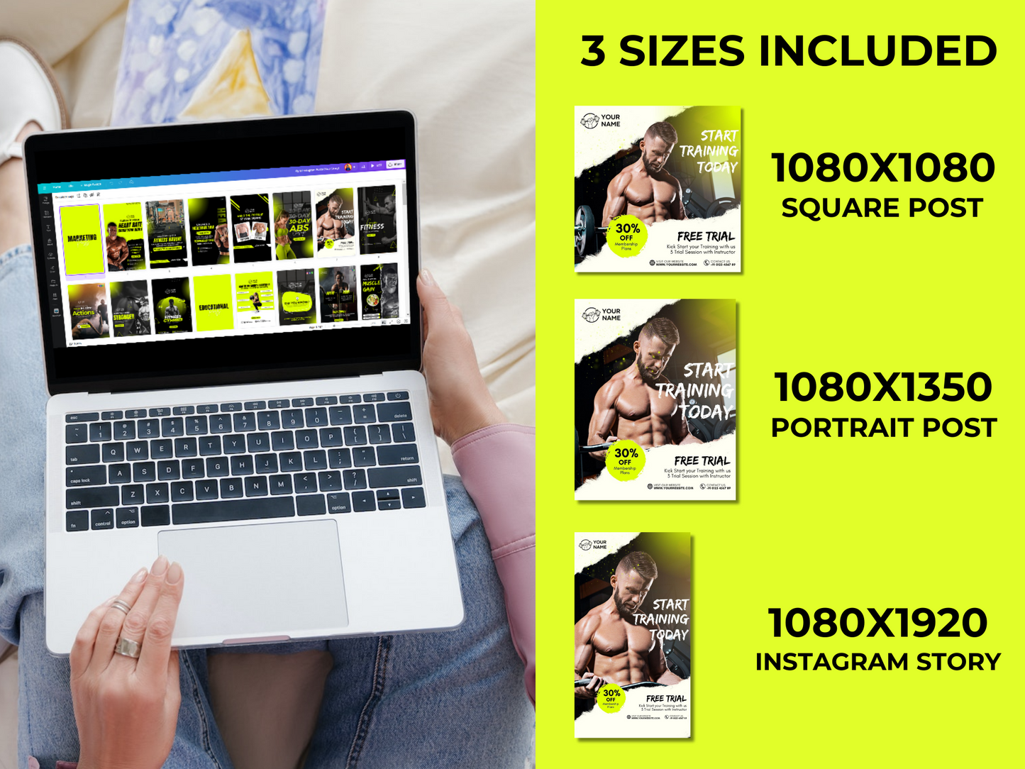 Gym & Fitness Instagram Post Canva Templates