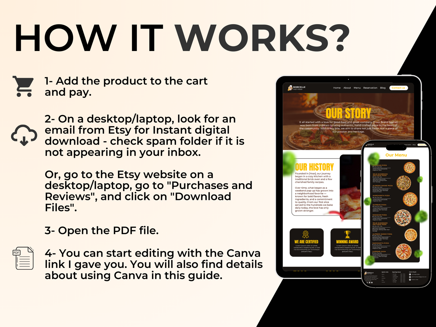 Canva Restaurant Website Template – Catering, Cafe & Chef Landing Page Design