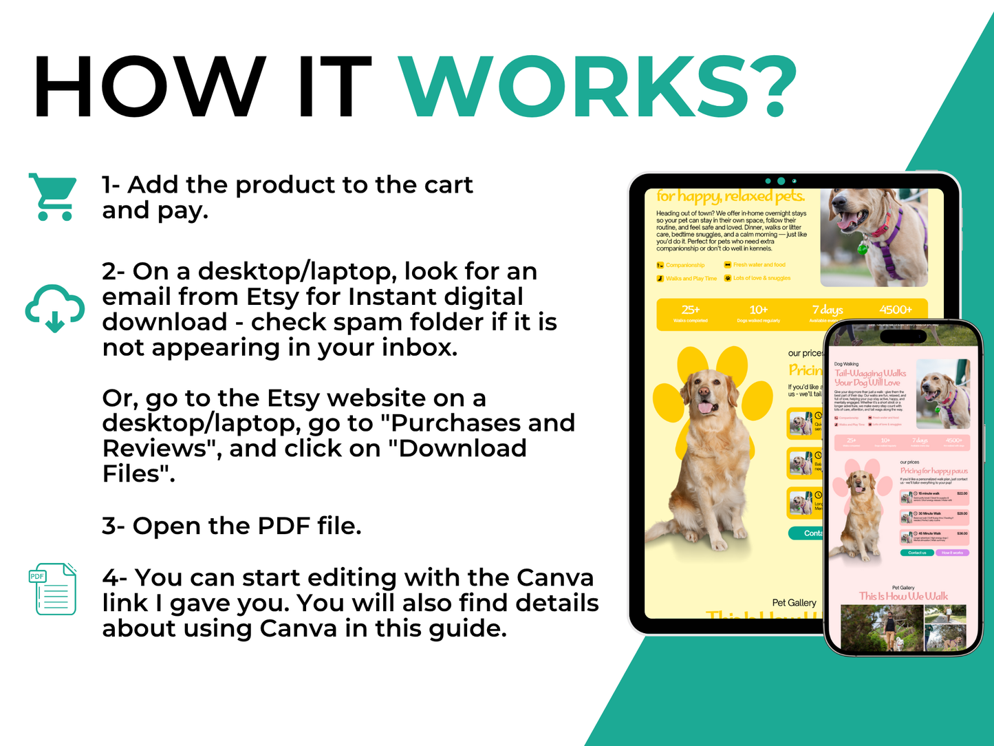 Pet Care Canva Website Template: Dog Walking, Pet Sitting