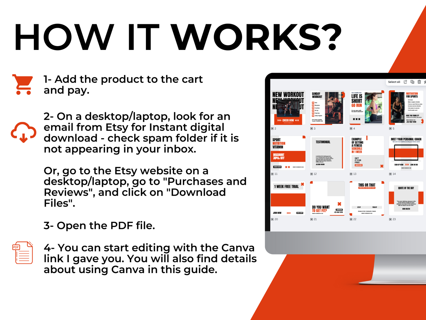 Gym & Fitness Instagram Canva Template for Personal Trainer, Fitness Coach & gym Trainers