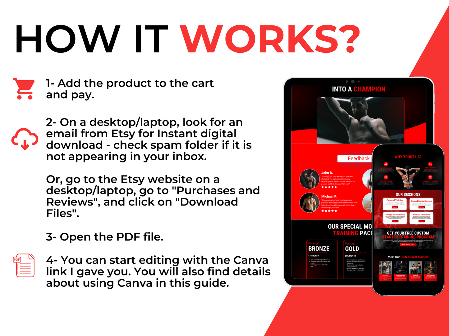 Gym & Fitness CANVA Website Template For Personal Trainer