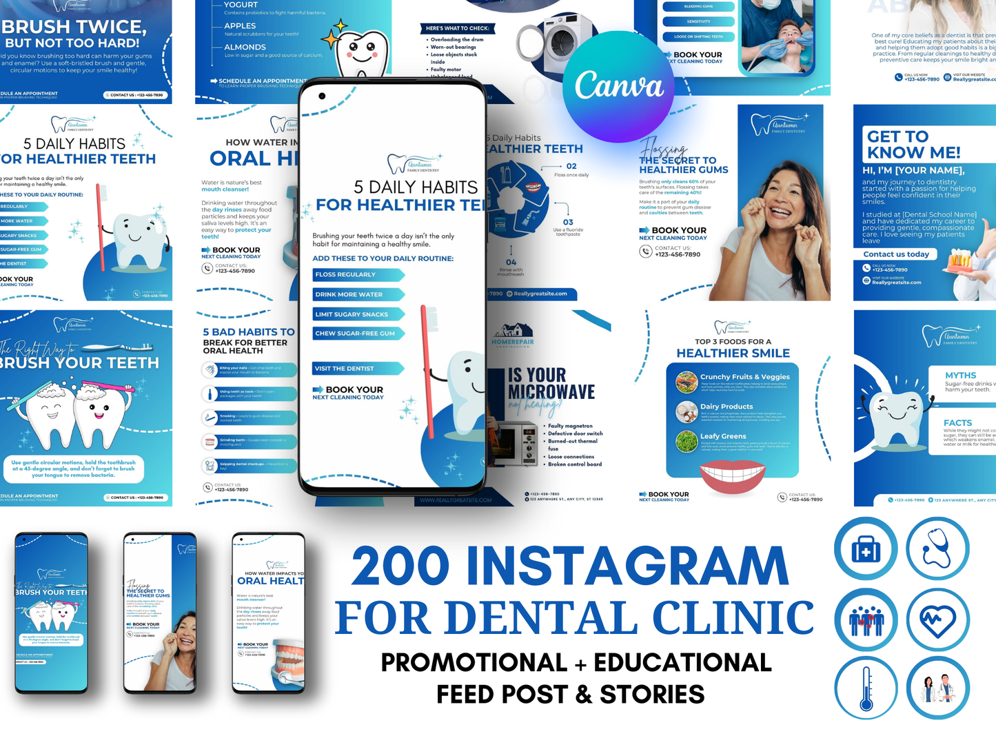 Dentist Instagram Canva Templates Bundle