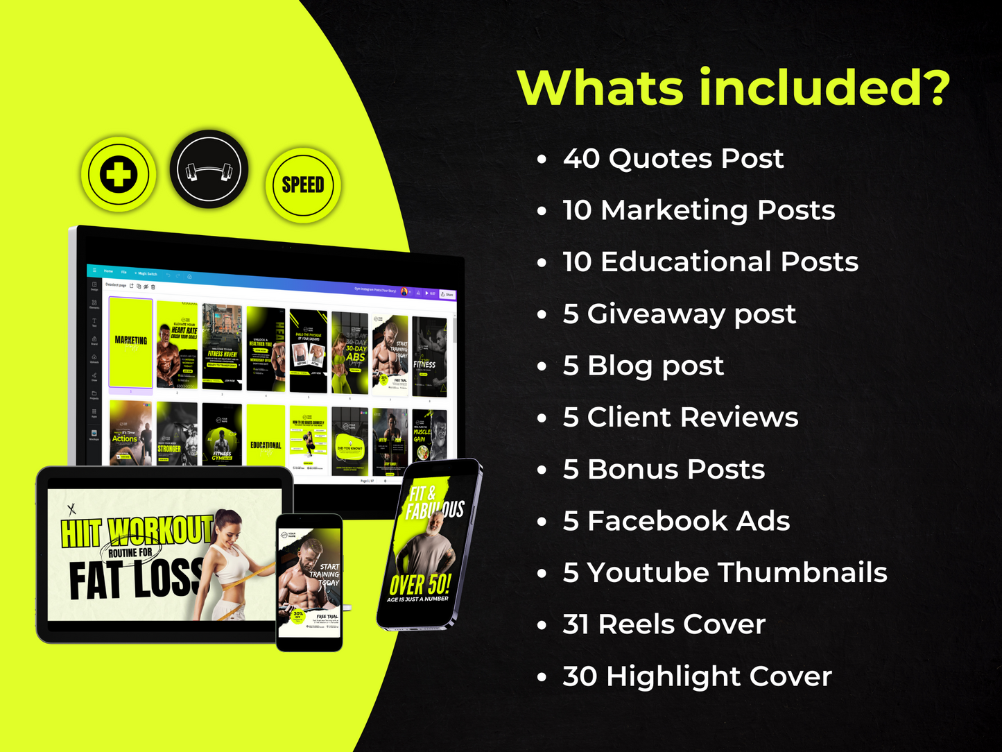 Gym & Fitness Instagram Post Canva Templates