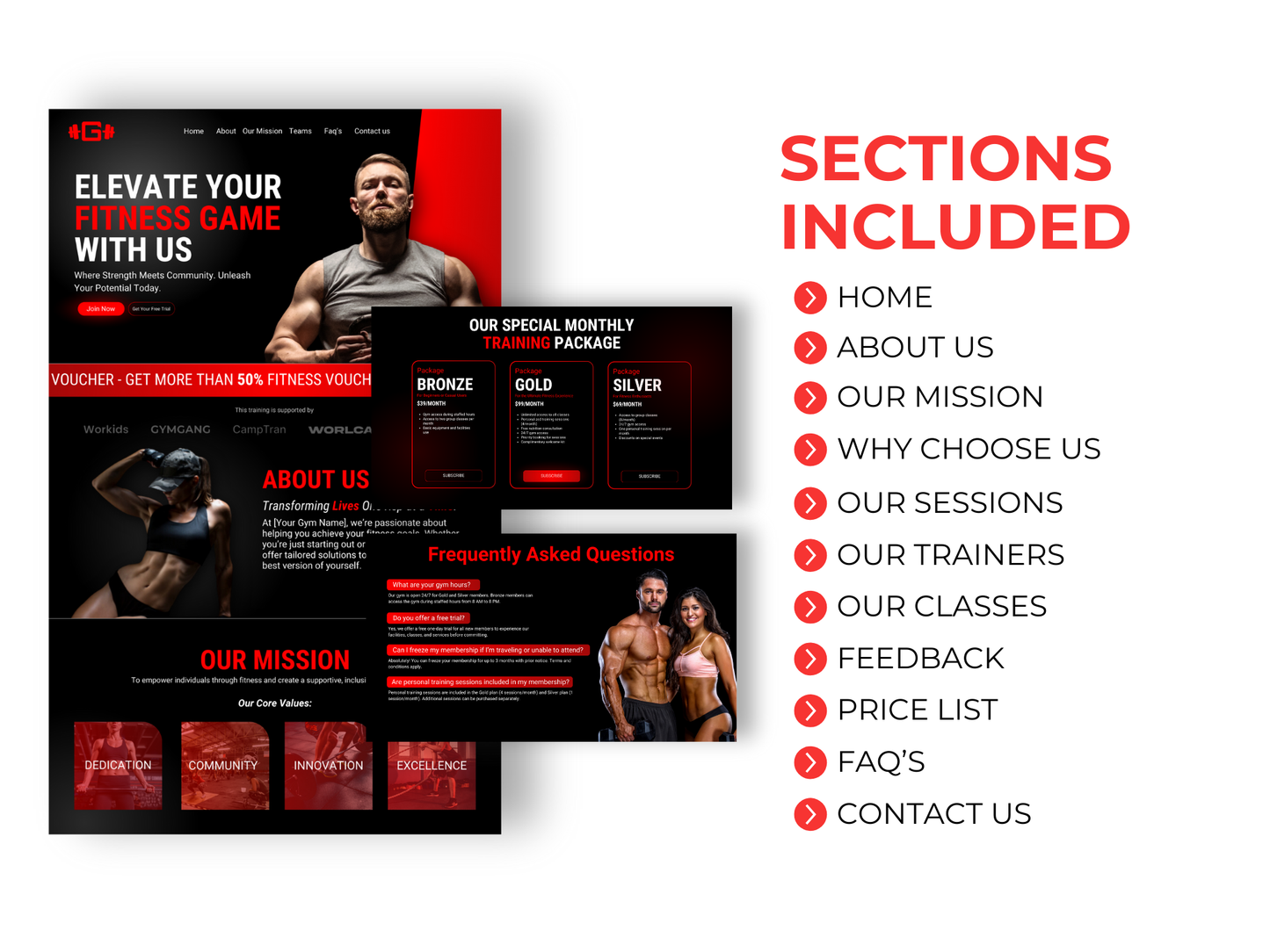 Gym & Fitness CANVA Website Template For Personal Trainer