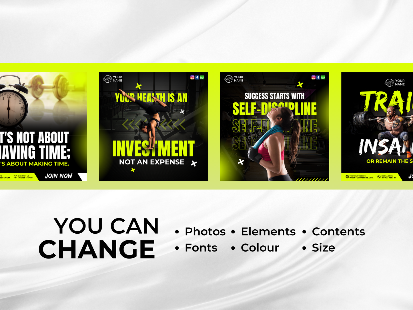 GYM Motivational Instagram Canva Templates for Fitness Trainers