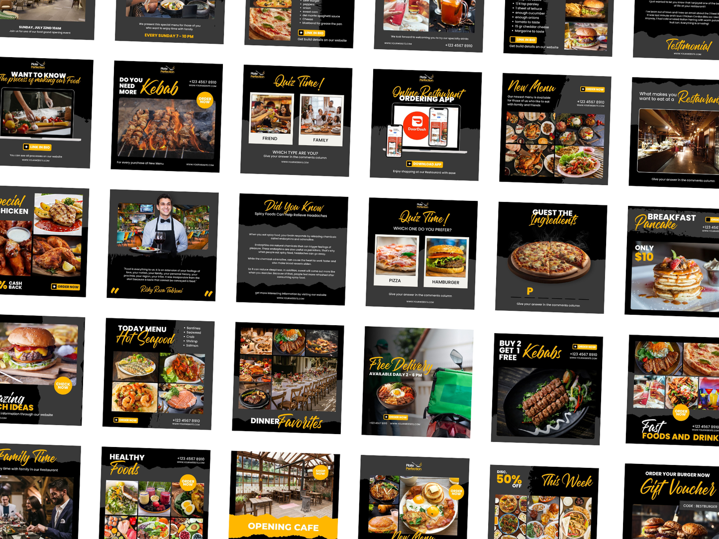 100 Restaurant Instagram Canva Templates