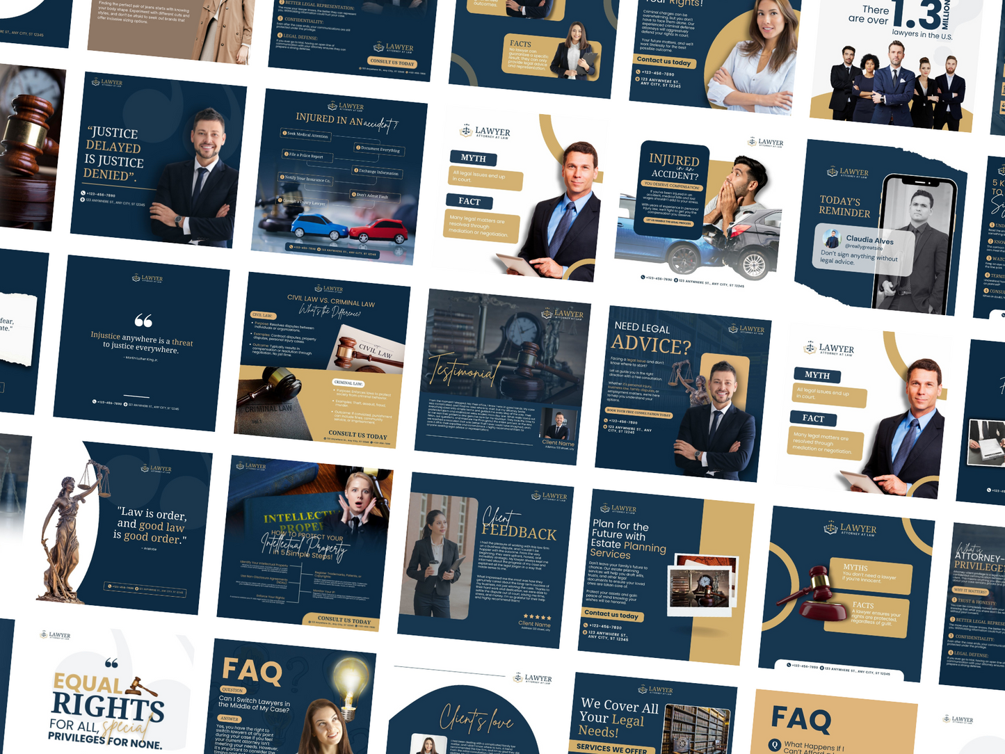 80 Lawyer Instagram Canva Templates