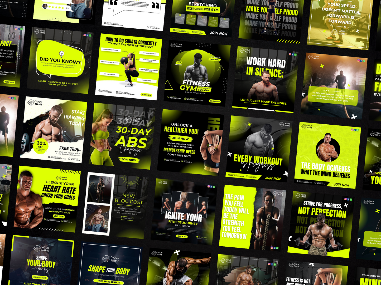 Gym & Fitness Instagram Post Canva Templates