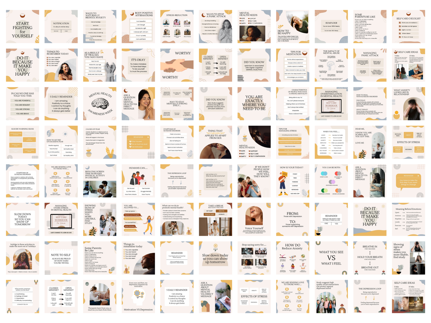 Mental Health Instagram Canva Templates for Mental Health Coaches & Therapist