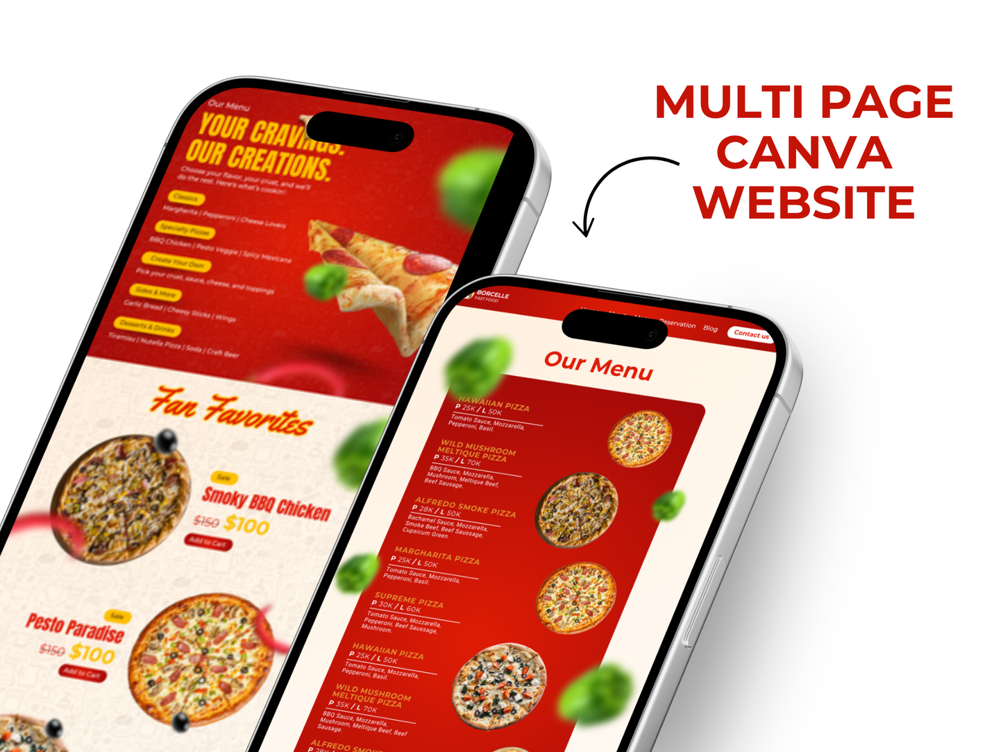 Pizza Restaurant Canva Website Template for Restaurant, Cafe & Chefs Multi page Website