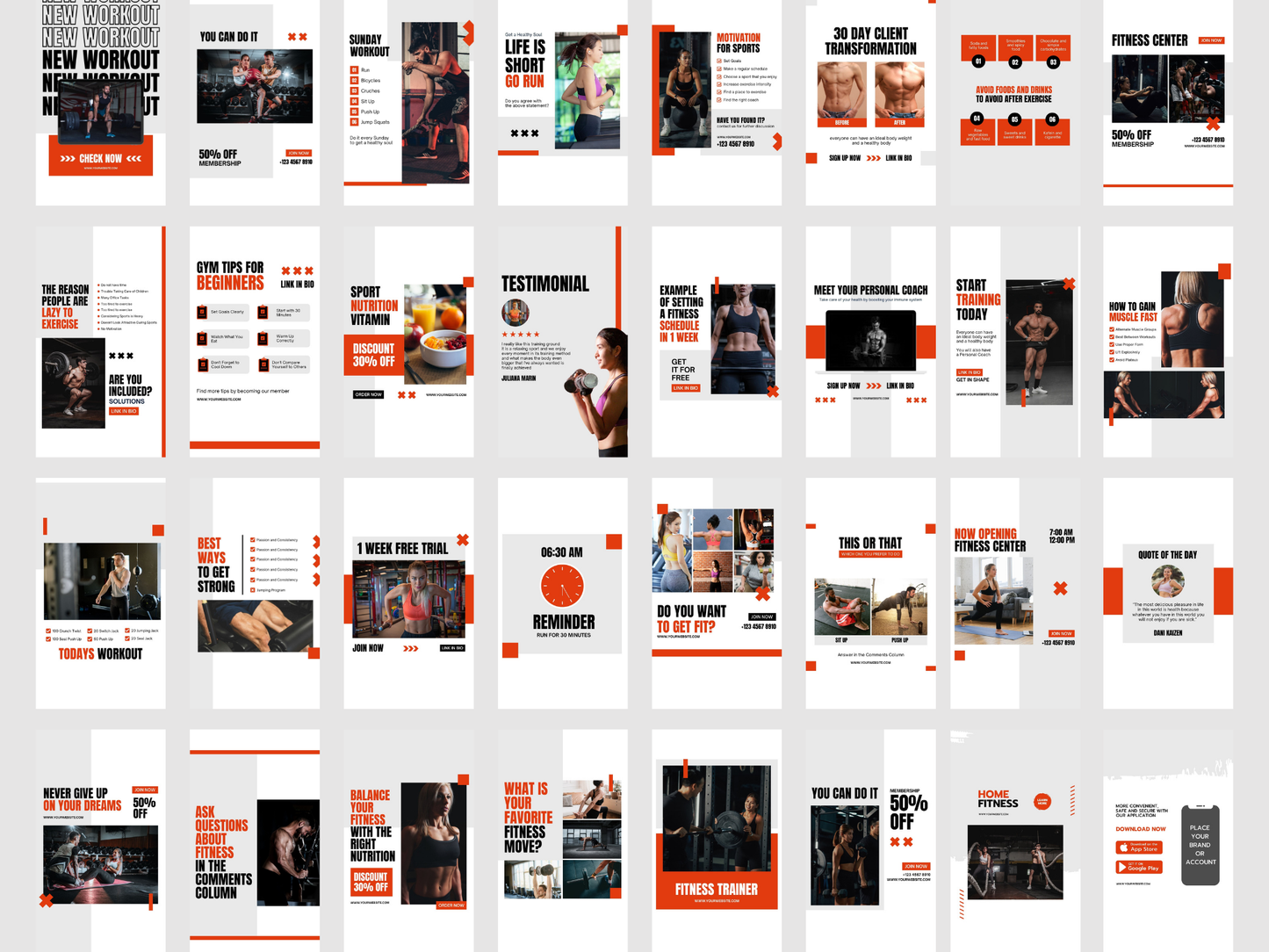 Gym & Fitness Instagram Canva Template for Personal Trainer, Fitness Coach & gym Trainers