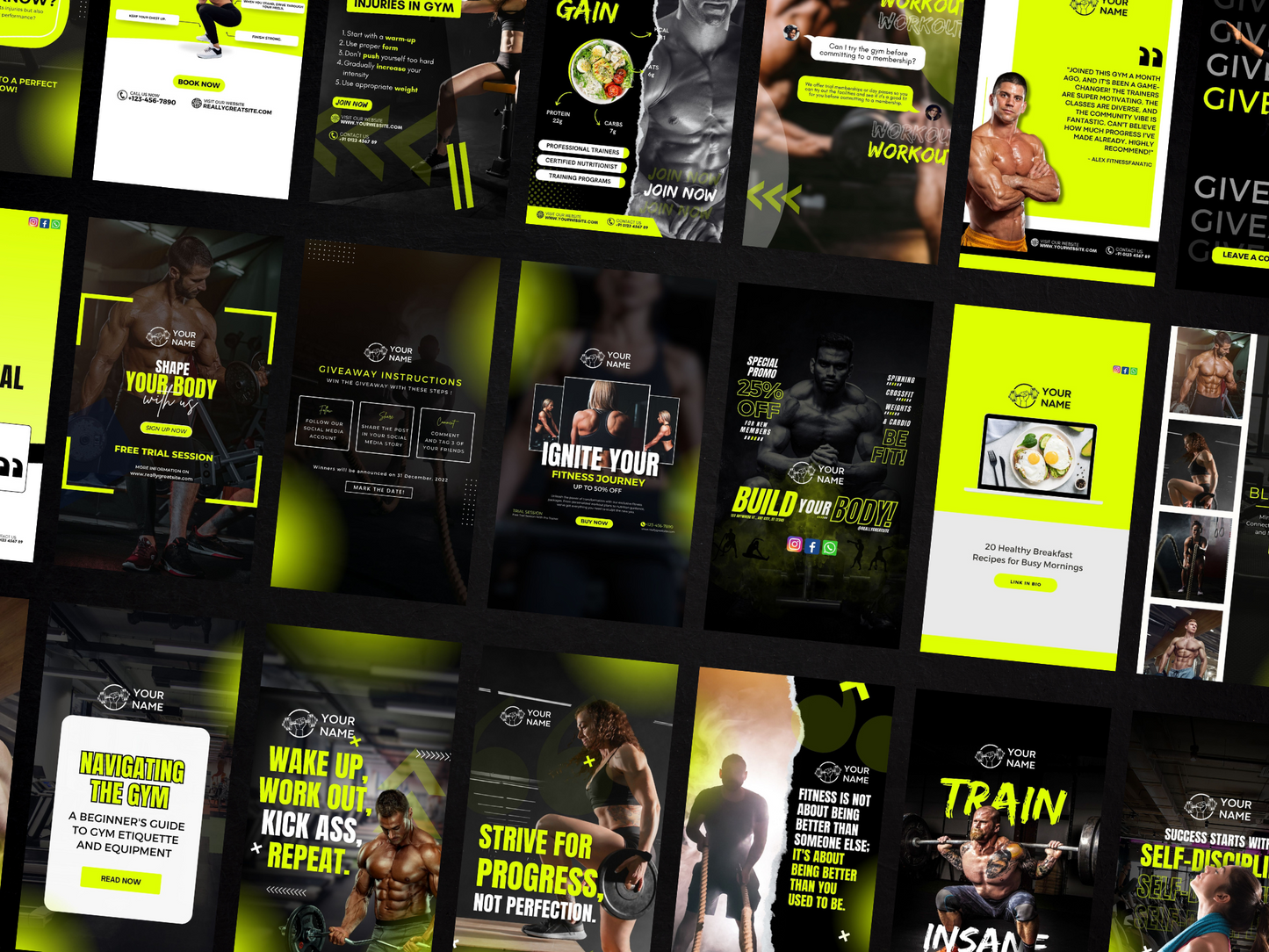 Gym & Fitness Instagram Post Canva Templates