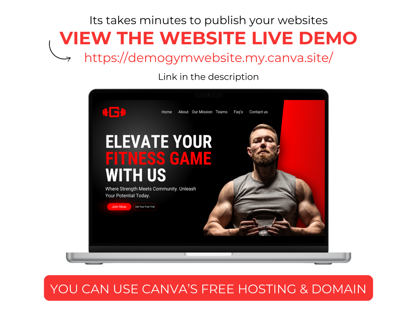 Gym & Fitness CANVA Website Template For Personal Trainer