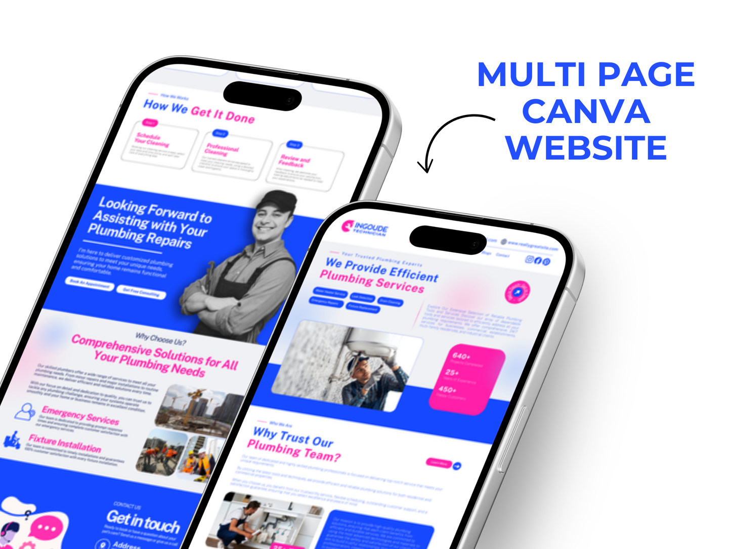 Canva Website Template for Plumbing Services – Done-for-You Multi-Page Website