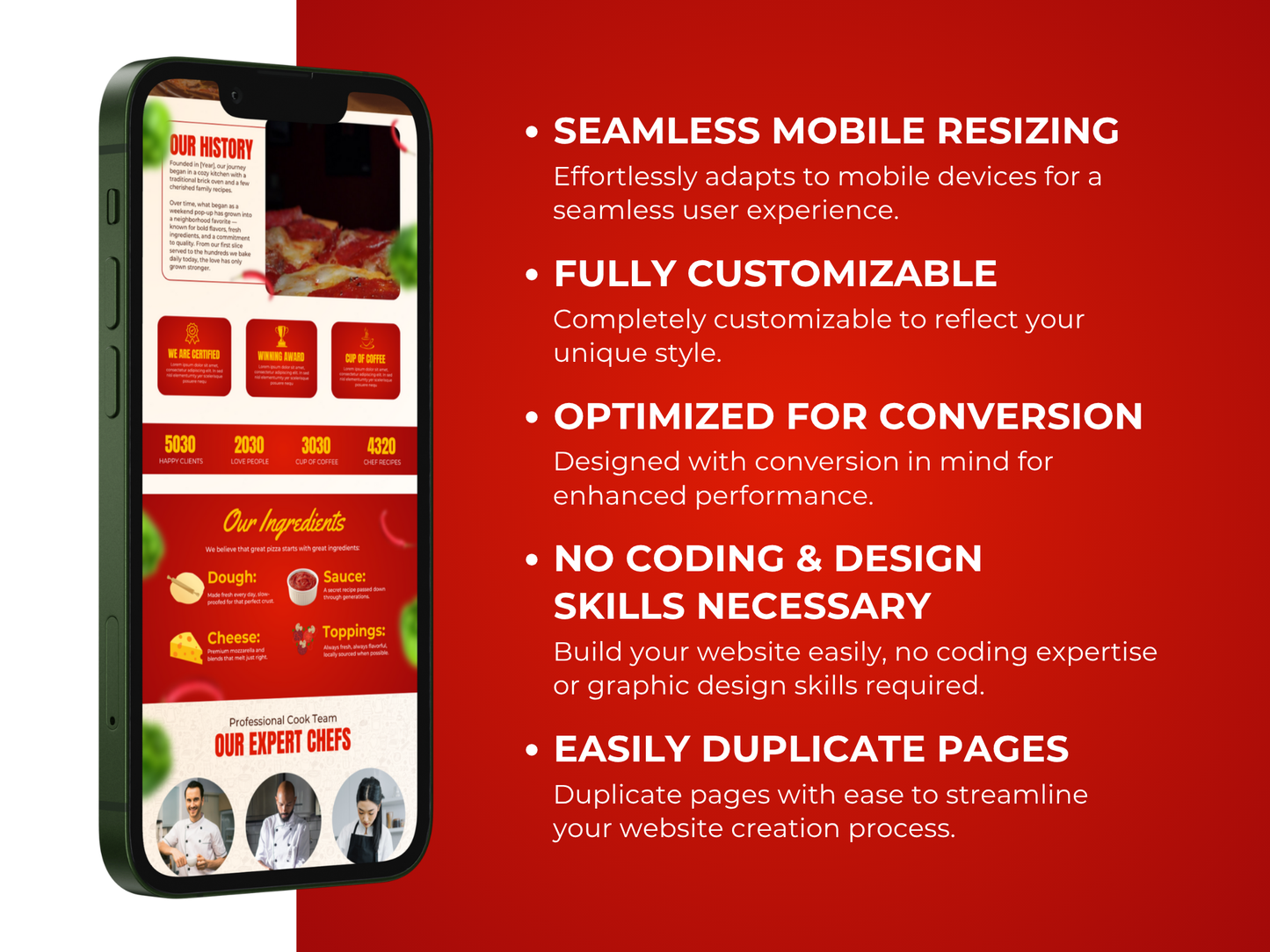 Pizza Restaurant Canva Website Template for Restaurant, Cafe & Chefs Multi page Website