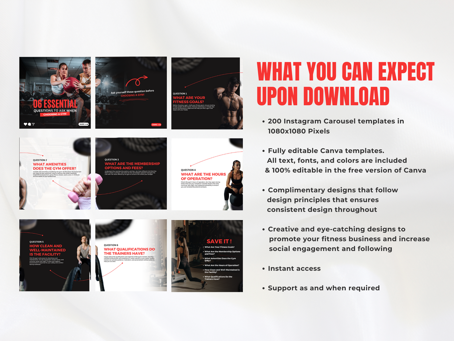 Gym & Fitness Coach Instagram Carousel Templates