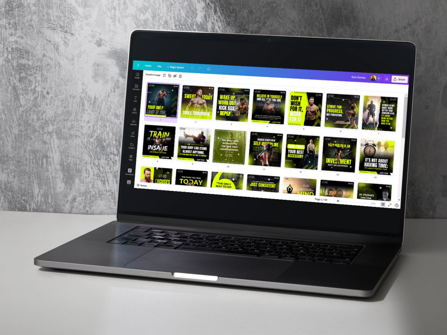 GYM Motivational Instagram Canva Templates for Fitness Trainers