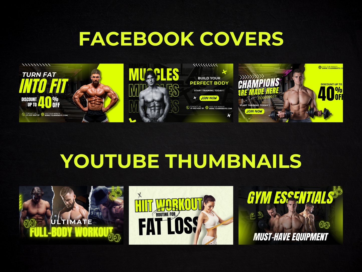 Gym & Fitness Instagram Post Canva Templates