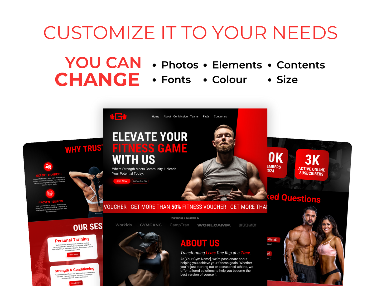 Gym & Fitness CANVA Website Template For Personal Trainer