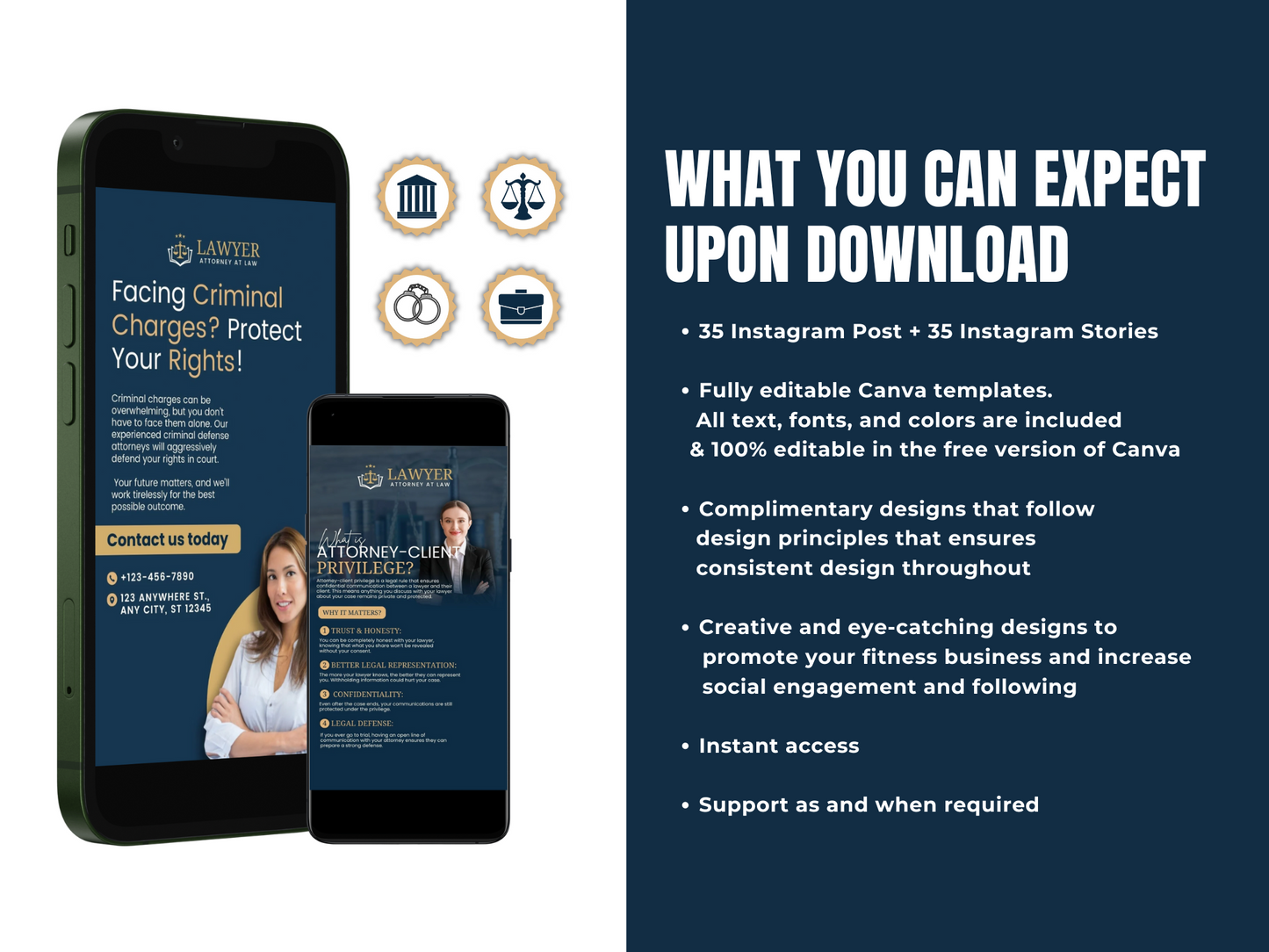 80 Lawyer Instagram Canva Templates