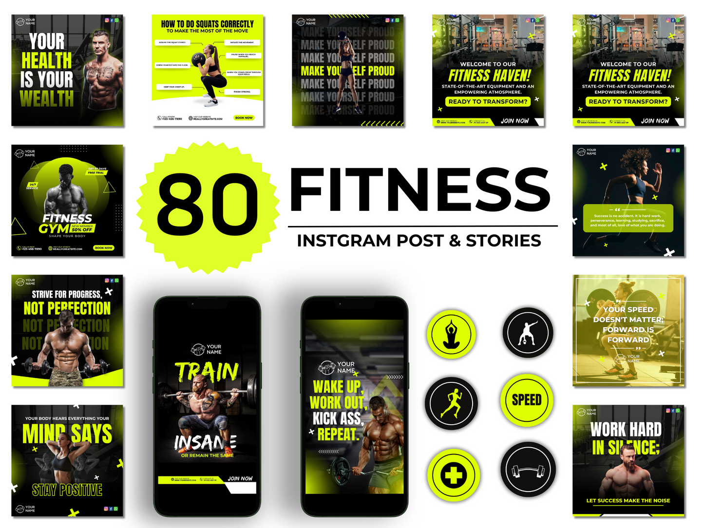 80 Fitness Instagram Posts Templates