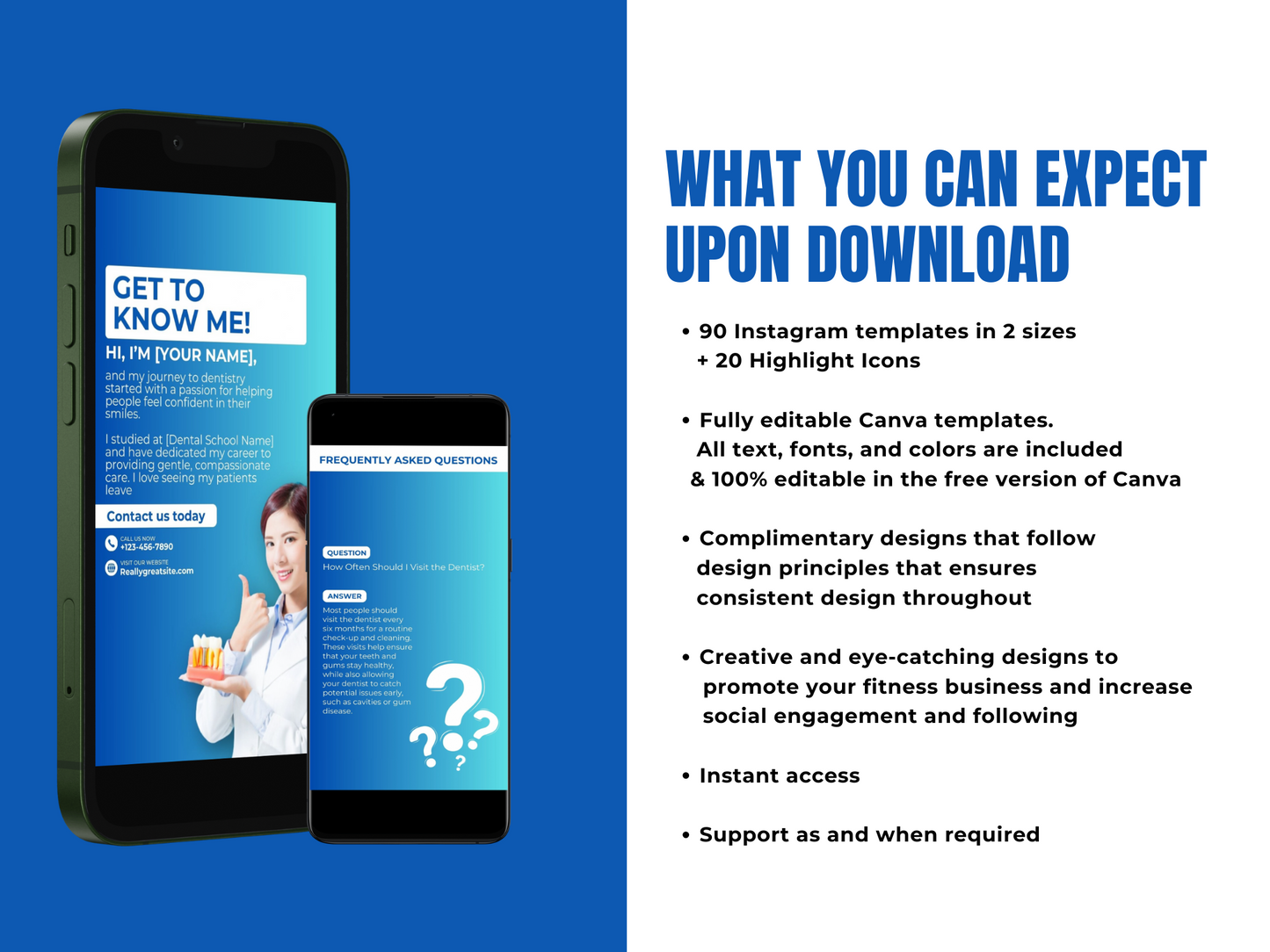Dentist Instagram Canva Templates Bundle