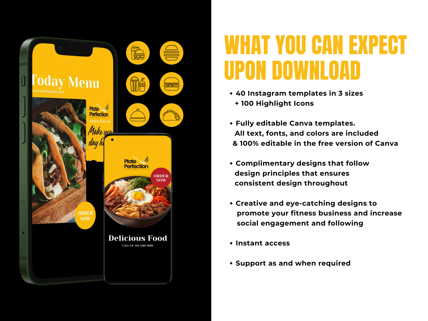 100 Restaurant Instagram Canva Templates