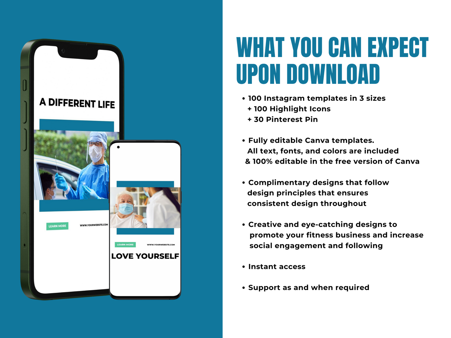 Medical Instagram Canva Templates for Hospital, Healthcare workers, Health Clinic Brand & Doctors