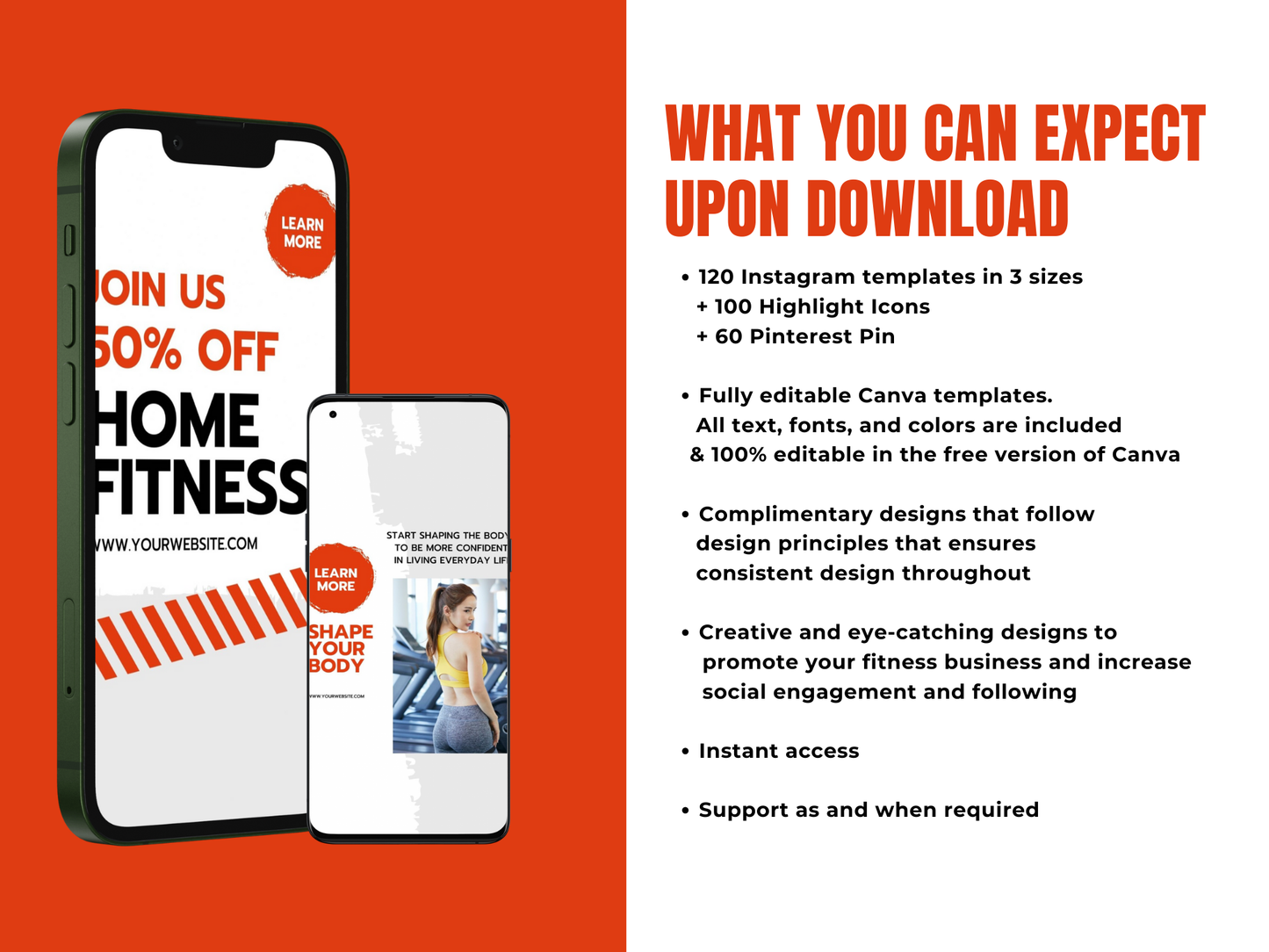 Gym & Fitness Instagram Canva Template for Personal Trainer, Fitness Coach & gym Trainers