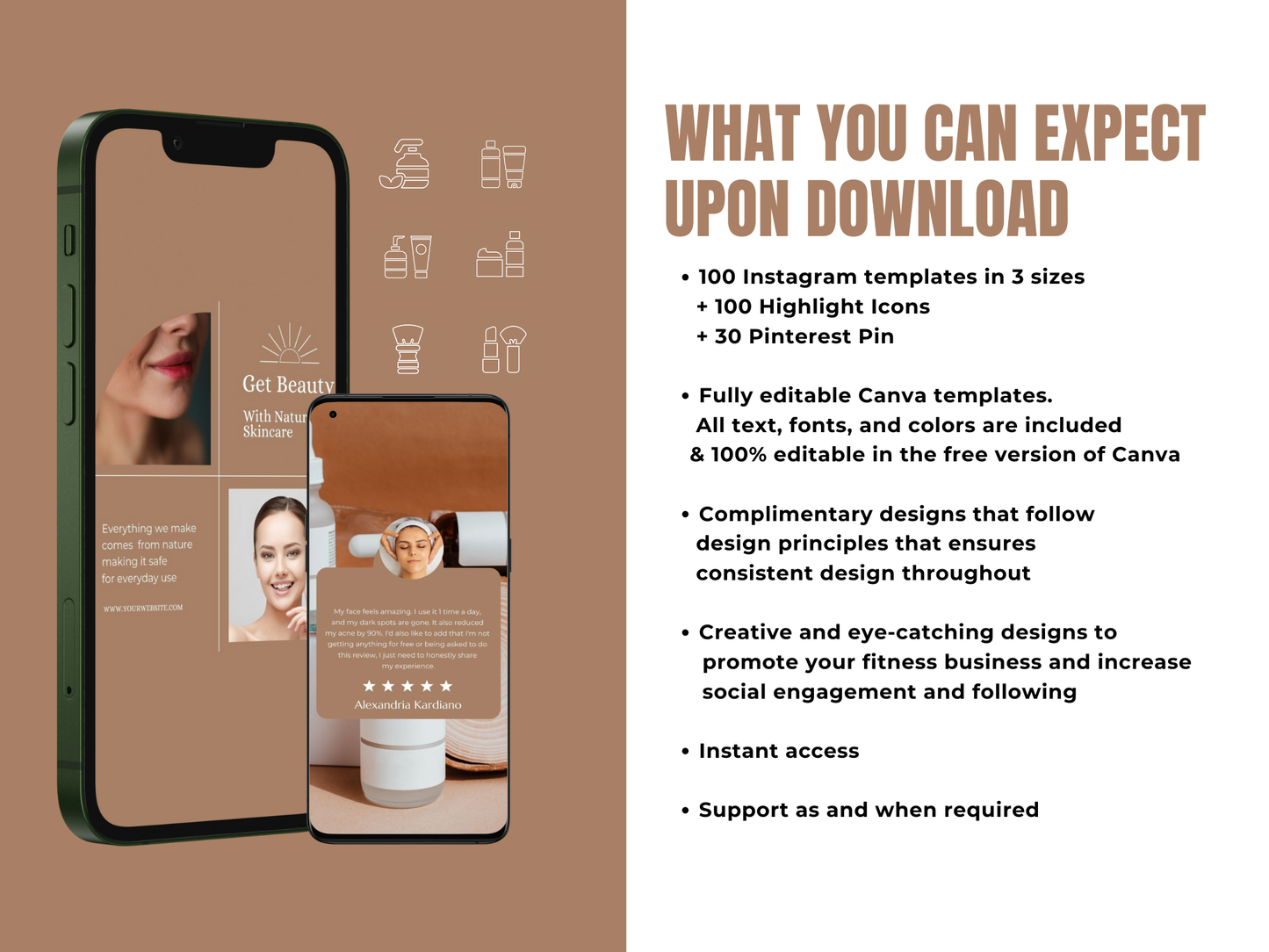 120 Skincare Instagram Canva Templates for Coaches & Makeup Artist