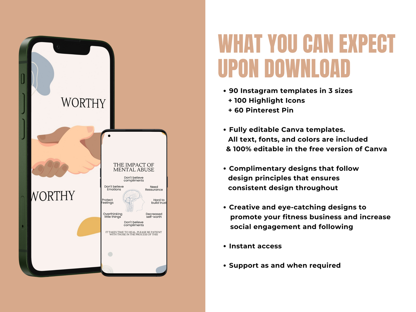 Mental Health Instagram Canva Templates for Mental Health Coaches & Therapist