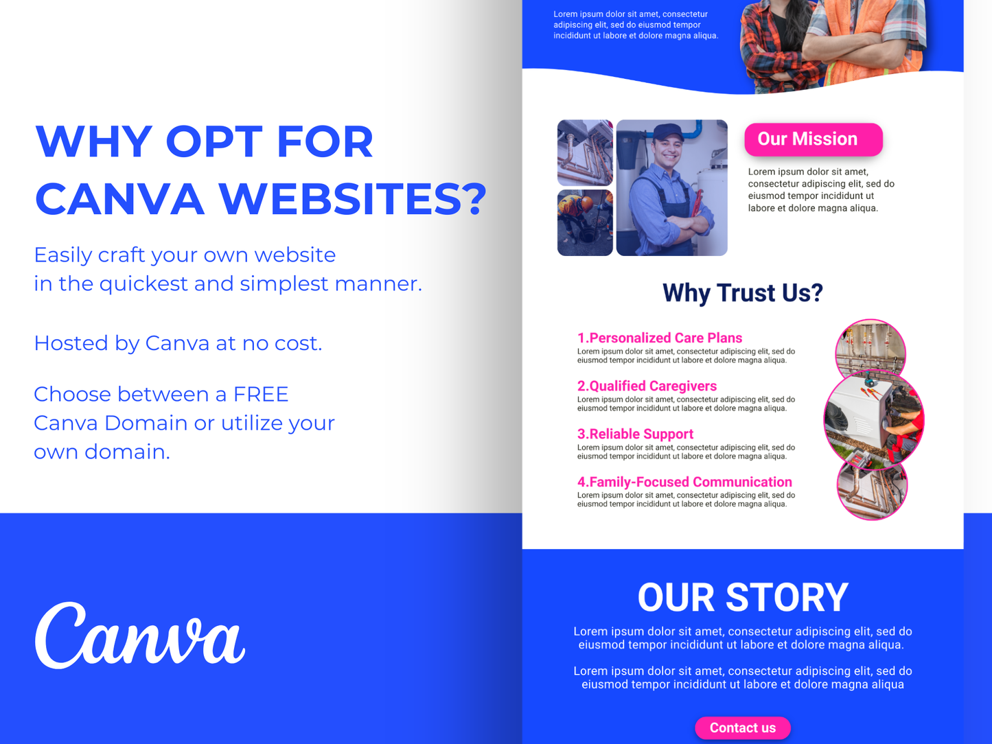 Canva Website Template for Plumbing Services – Done-for-You Multi-Page Website