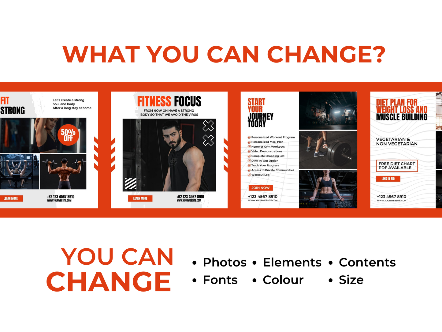 Gym & Fitness Instagram Canva Template for Personal Trainer, Fitness Coach & gym Trainers