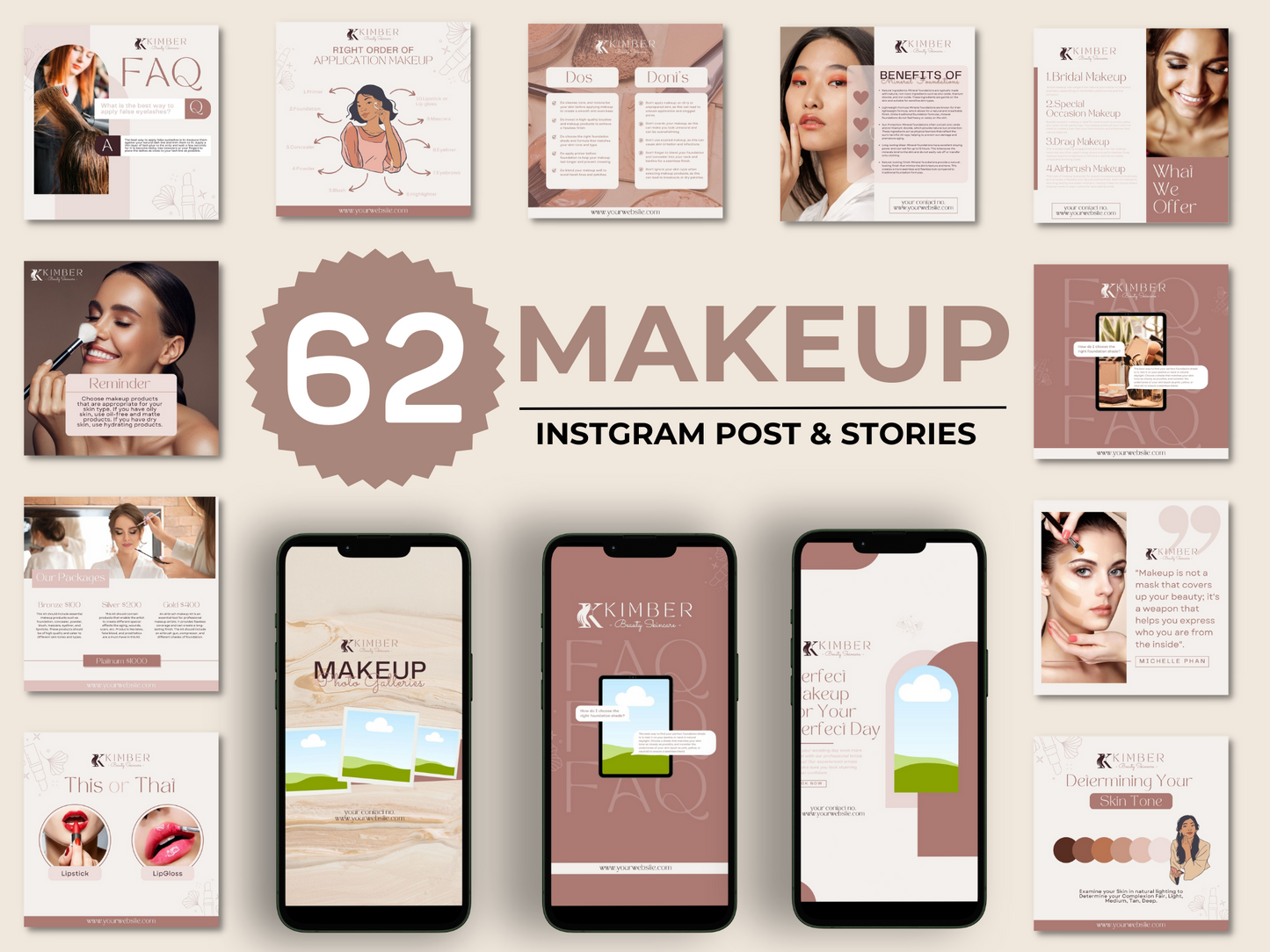 Aesthetic Instagram Makeup Canva Templates for Makeup Artist