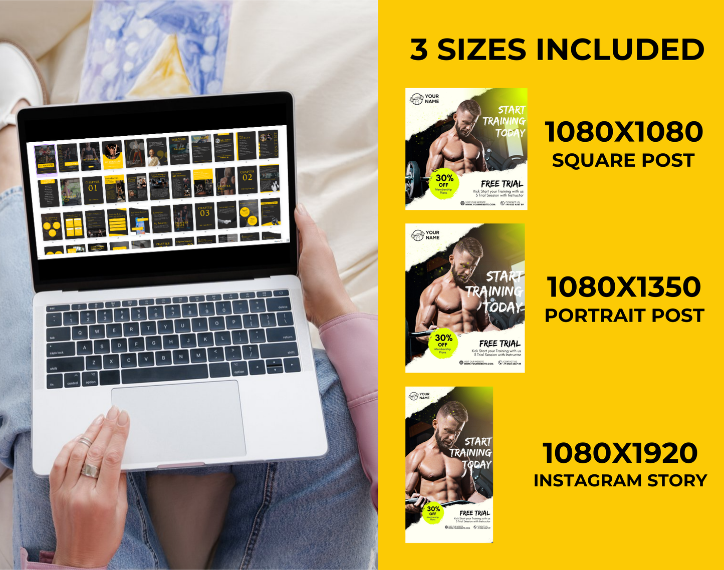 Fitness Instagram Templates Bundle Kit for Gym & Personal Trainer