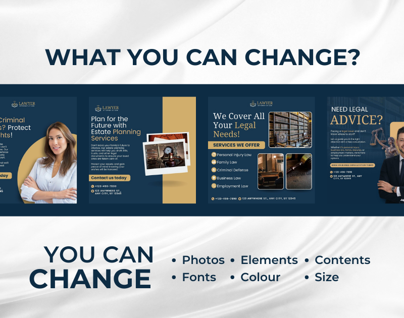 Law Firm Branding Kit – Canva Templates for Lawyers, Logos, Letterheads & Social Media