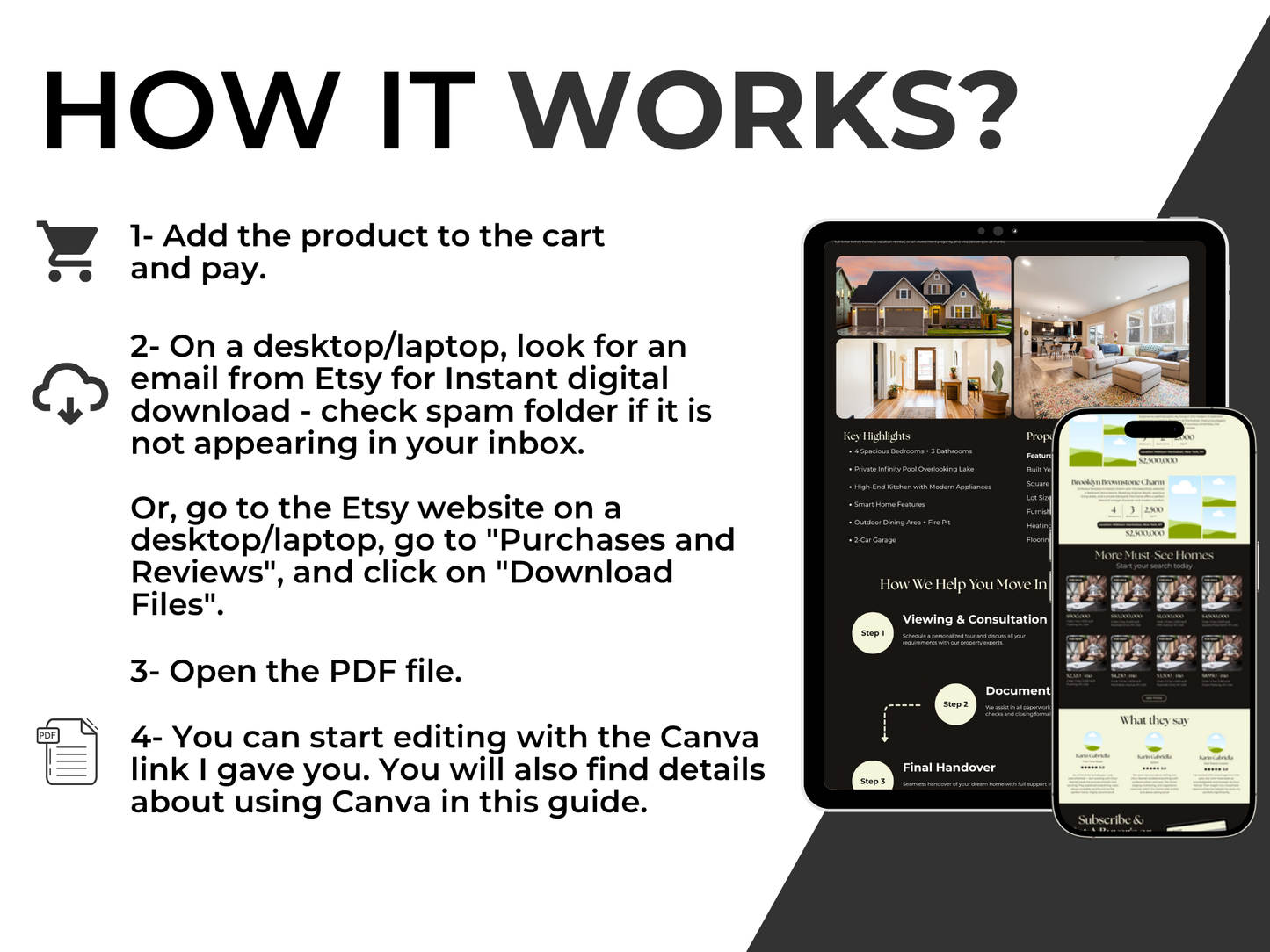 Real Estate Canva Website Template  for Real Estate Agent & Realtors Multi-Page Website