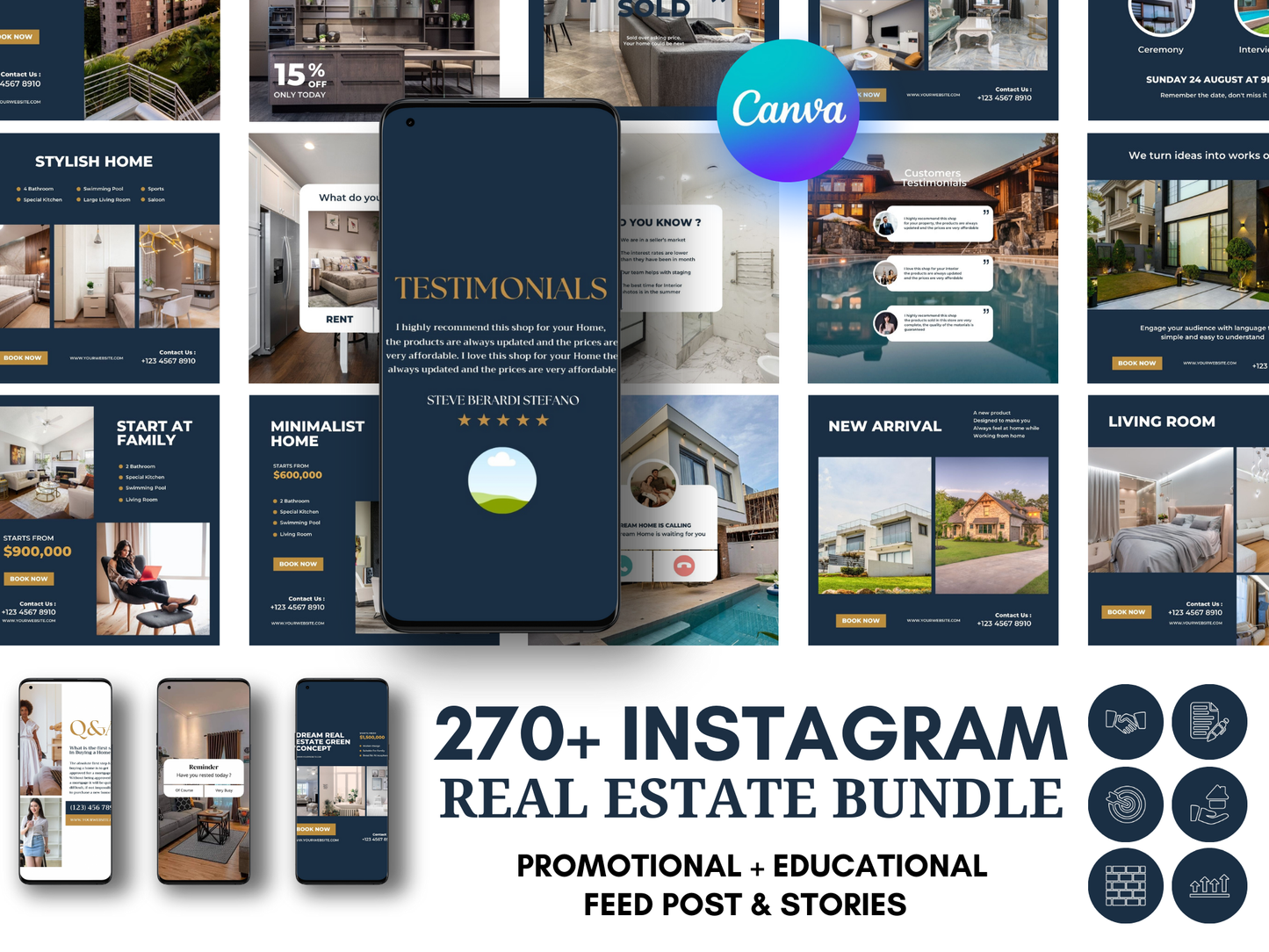 Real Estate Instagram Post Canva Templates for Realtor & Real estate agent