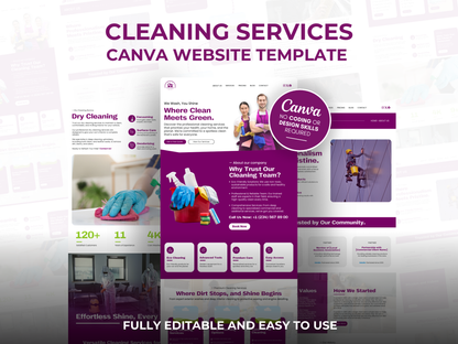 Cleaning Services Website Template: Editable Canva Design