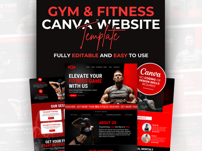 Gym & Fitness CANVA Website Template For Personal Trainer
