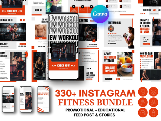 Gym & Fitness Instagram Canva Template for Personal Trainer, Fitness Coach & gym Trainers