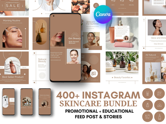 400+ Skincare Instagram Canva Templates for Coaches & Makeup Artist