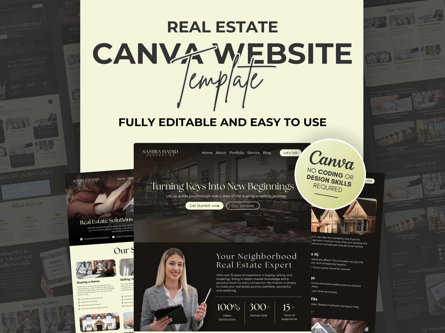 Real Estate Canva Website Template  for Real Estate Agent & Realtors Multi-Page Website