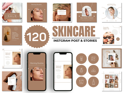 120 Skincare Instagram Canva Templates for Coaches & Makeup Artist