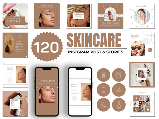 120 Skincare Instagram Canva Templates for Coaches & Makeup Artist
