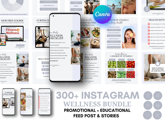Wellness Instagram Canva Templates for Wellness Coach & Holistic Coach Instagram Canva Templates