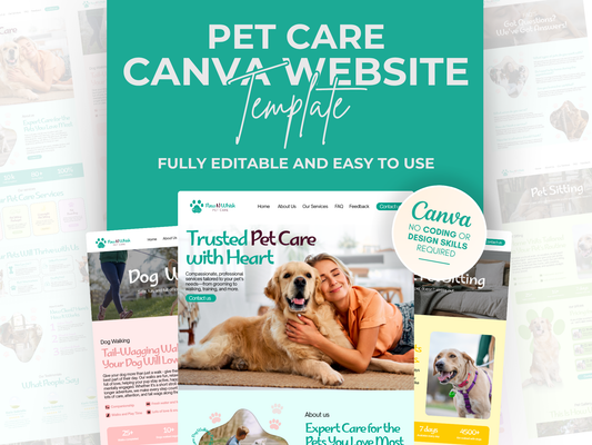 Pet Care Canva Website Template: Dog Walking, Pet Sitting