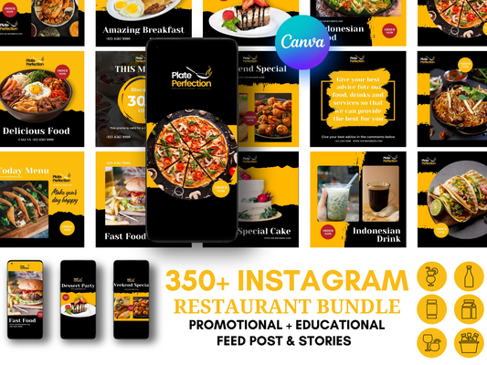 400 Restaurant Instagram Template, Social Media Post Templates for Restaurant