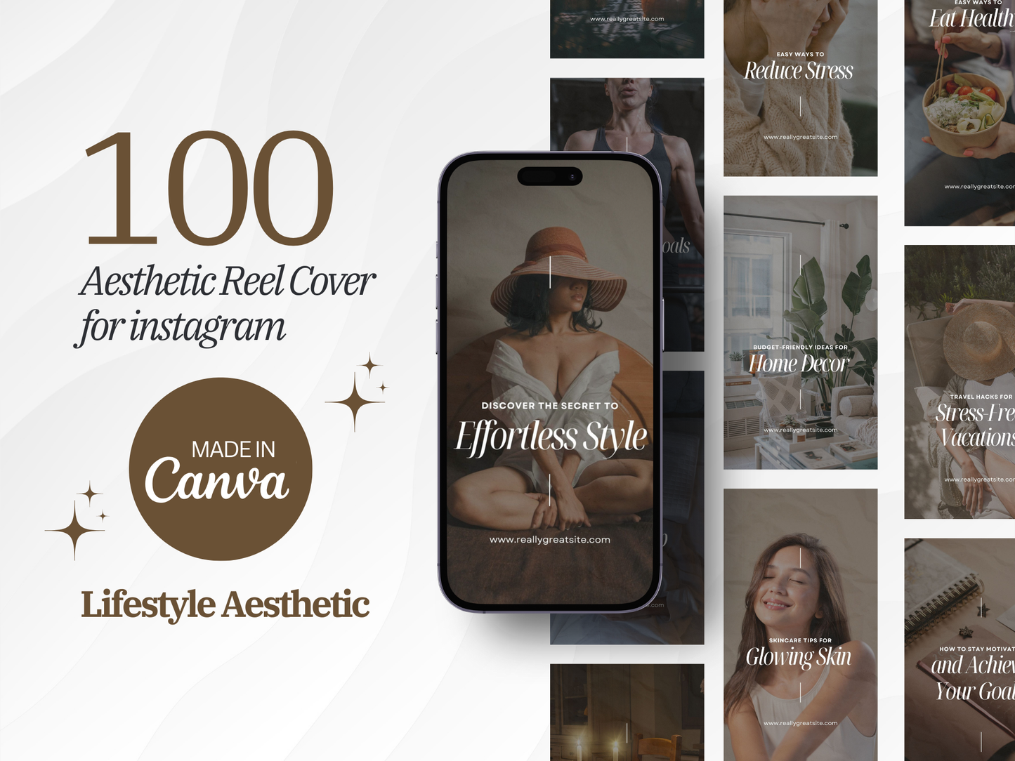 100 Beige Instagram Reel Cover Canva Templates